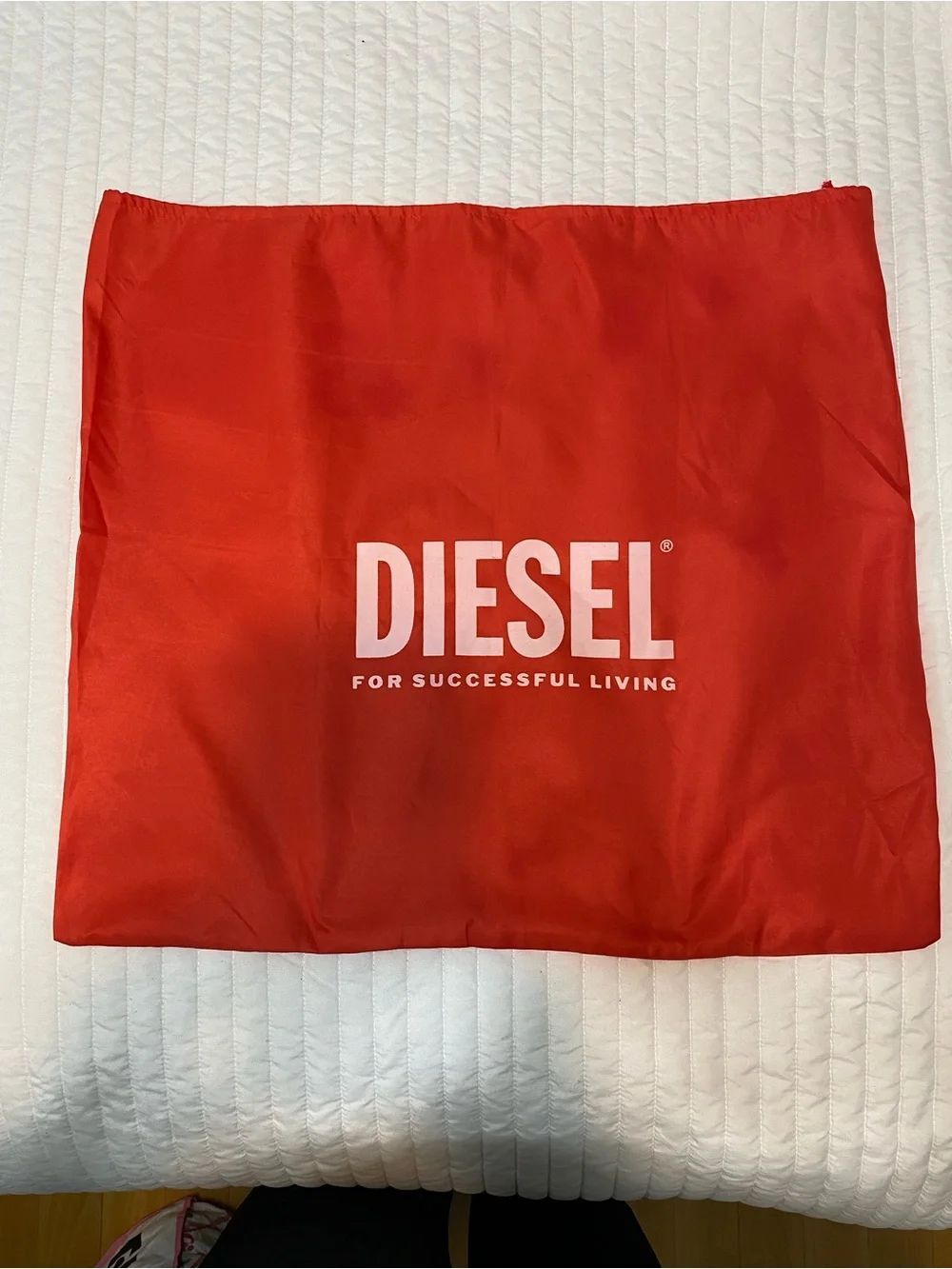 Diesel Red Drawstring Logo Bag Size 23 X 21